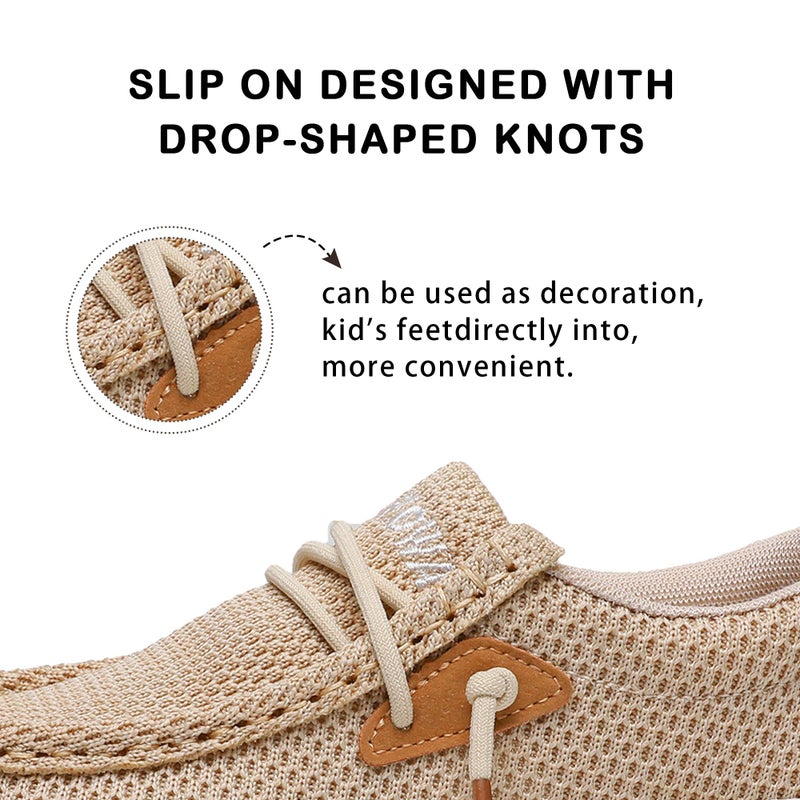 Apakowa Kids Boys Girls Loafers Slip-On Casual Walking Shoes Comfortable & Lightweight (Toddler/Little Kid/Big Kid) Lightbrown - Image 4