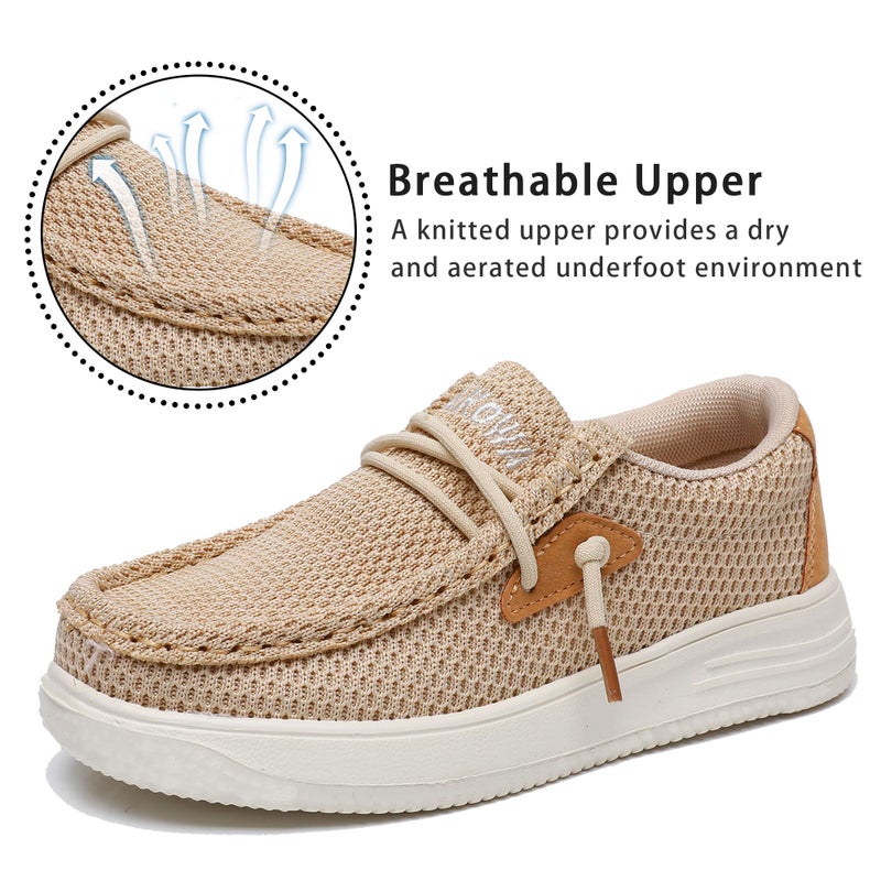 Apakowa Kids Boys Girls Loafers Slip-On Casual Walking Shoes Comfortable & Lightweight (Toddler/Little Kid/Big Kid) Lightbrown - Image 3
