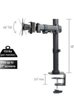 ELTRAZONE Fully Adjustable Dual Monitor Desk Mount Stand for 2 LCD Screens – Height Adjustable, Swivel, Tilt, Cable Management, Heavy-Duty Base for Home & Office – Ergonomic Monitor Mount for Optimal Viewing & Workspace Organization  - Image 2