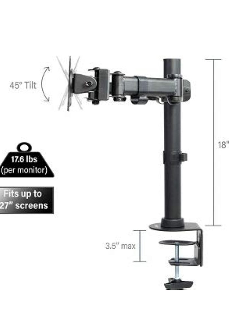 ELTRAZONE Fully Adjustable Dual Monitor Desk Mount Stand for 2 LCD Screens – Height Adjustable, Swivel, Tilt, Cable Management, Heavy-Duty Base for Home & Office – Ergonomic Monitor Mount for Optimal Viewing & Workspace Organization  - Image 2