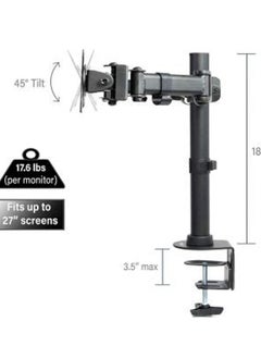 ELTRAZONE Fully Adjustable Dual Monitor Desk Mount Stand for 2 LCD Screens – Height Adjustable, Swivel, Tilt, Cable Management, Heavy-Duty Base for Home & Office – Ergonomic Monitor Mount for Optimal Viewing & Workspace Organization  - Image 4