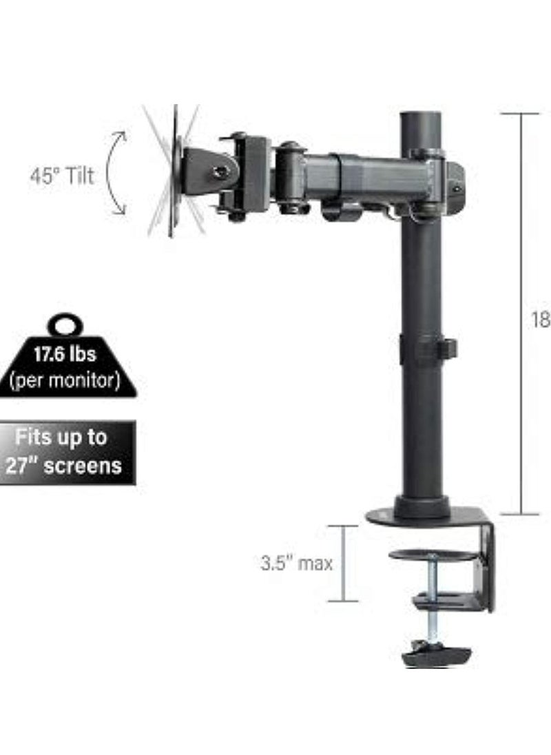 ELTRAZONE Fully Adjustable Dual Monitor Desk Mount Stand for 2 LCD Screens – Height Adjustable, Swivel, Tilt, Cable Management, Heavy-Duty Base for Home & Office – Ergonomic Monitor Mount for Optimal Viewing & Workspace Organization  - Image 4