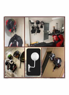 SYOSI Motorcycle Helmet Rack, 180° Rotation Metal Helmet Holder Wall Mount, Helmet Holder Bike with 2 Hooks Helmet Hanger for Motorcycle Bike Coats, Caps, Baseballs, Rugby Helmet  - Image 4