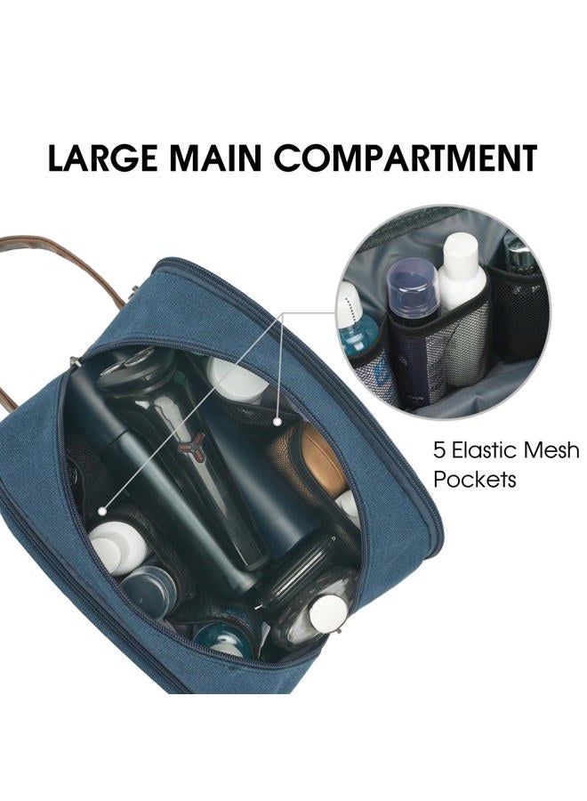 WANDF Travel Toiletry Bag for Men Large Toiletries Shaving Bag Water Resistant Hanging Dopp Kit Travel Accessories Bag for Women Men (Blue) - Image 2
