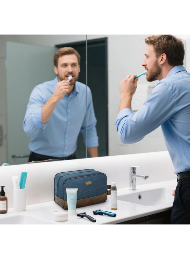 WANDF Travel Toiletry Bag for Men Large Toiletries Shaving Bag Water Resistant Hanging Dopp Kit Travel Accessories Bag for Women Men (Blue) - Image 5