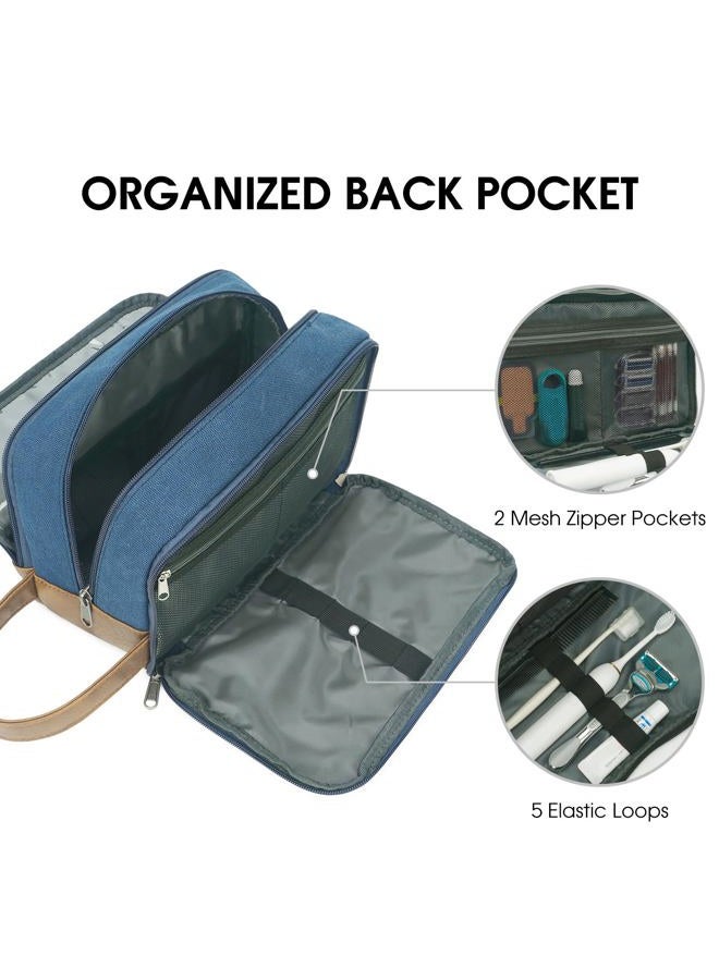 WANDF Travel Toiletry Bag for Men Large Toiletries Shaving Bag Water Resistant Hanging Dopp Kit Travel Accessories Bag for Women Men (Blue) - Image 4