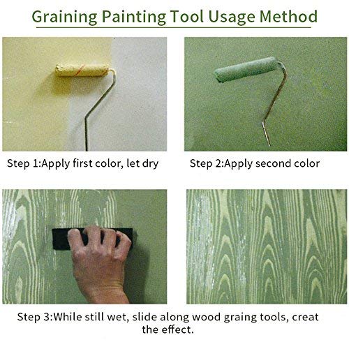 TINTON LIFE® 2Pcs Rubber 7" Empaistic Wood Pattern Painting Roller + 3.9" Graining Painting Tool with Handle - Image 3