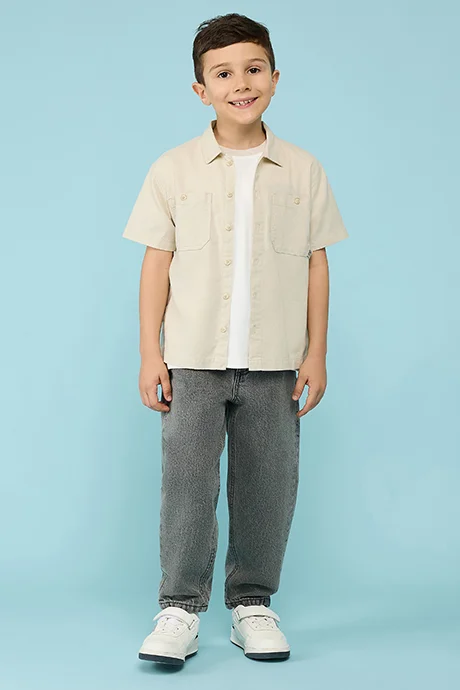 أر أند بي Washed Relaxed Jeans with Button Closure