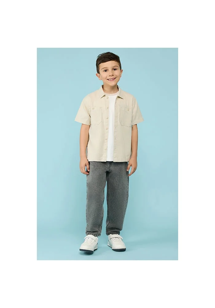 أر أند بي Washed Relaxed Jeans with Button Closure