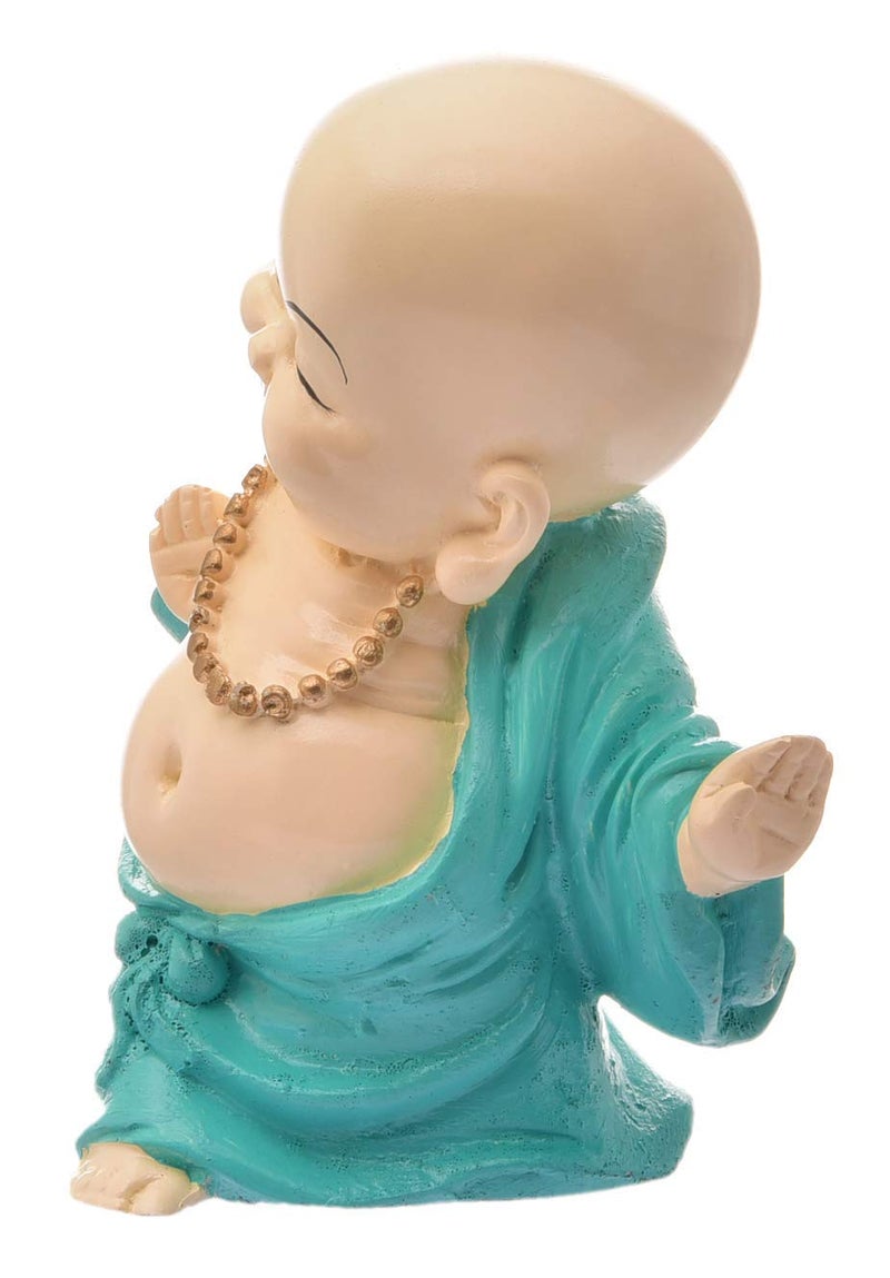 Karigaari India Handcrafted Resin Laughing Buddha Monk Idol Sculpture Buddha Idols for Home Decor 1778 cm x 1778 cm x 2040 cm Multicolour - Image 4