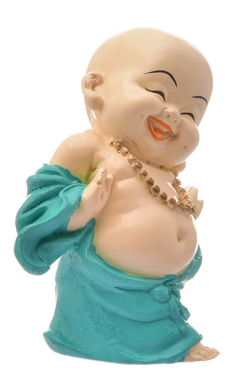Karigaari India Handcrafted Resin Laughing Buddha Monk Idol Sculpture Buddha Idols for Home Decor 1778 cm x 1778 cm x 2040 cm Multicolour - Image 3
