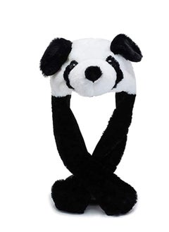 Cute Plush Panda Hat, Ear Moving Jumping Funny Faux Fur Hat Cap, for Kid and Adult Cosplay Party Holiday Costume Accessory with Ears When Pressing The Paws