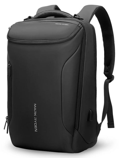 Mark Ryden 9031 Black Laptop Backpack 17.3 Inch with USB Port, Water Repellent PU Oxford, Travel & Work Bag for Men