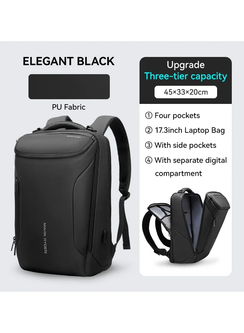 MARK RYDEN MARK RYDEN Large Capacity Waterproof Backpack for Business Men with USB Charging Port for School Travel Hiking Pack for Laptop Under 17.3 Inches
