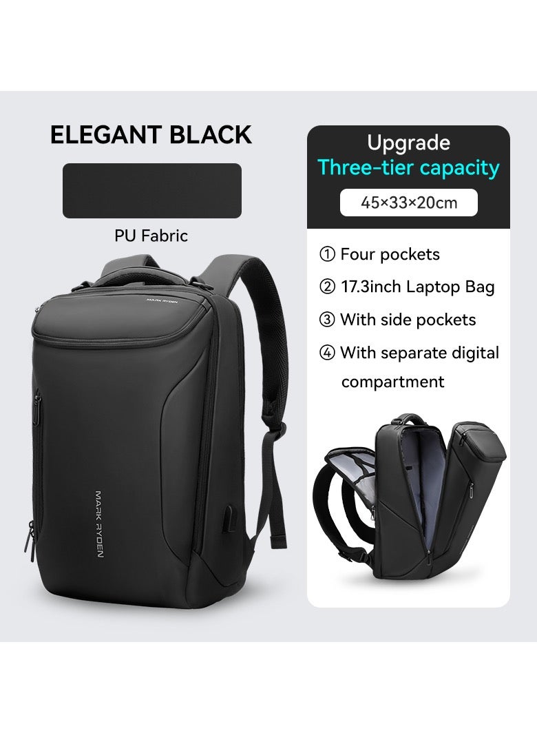 مارك رايدن حقيبة ظهر لاب توب مارك رايدن  سوداء . بوصة بمنفذ ، مقاومة للماء من جلد البولي يوريثين وأكسفورد، حقيبة سفر وعمل للرجال - Image 5