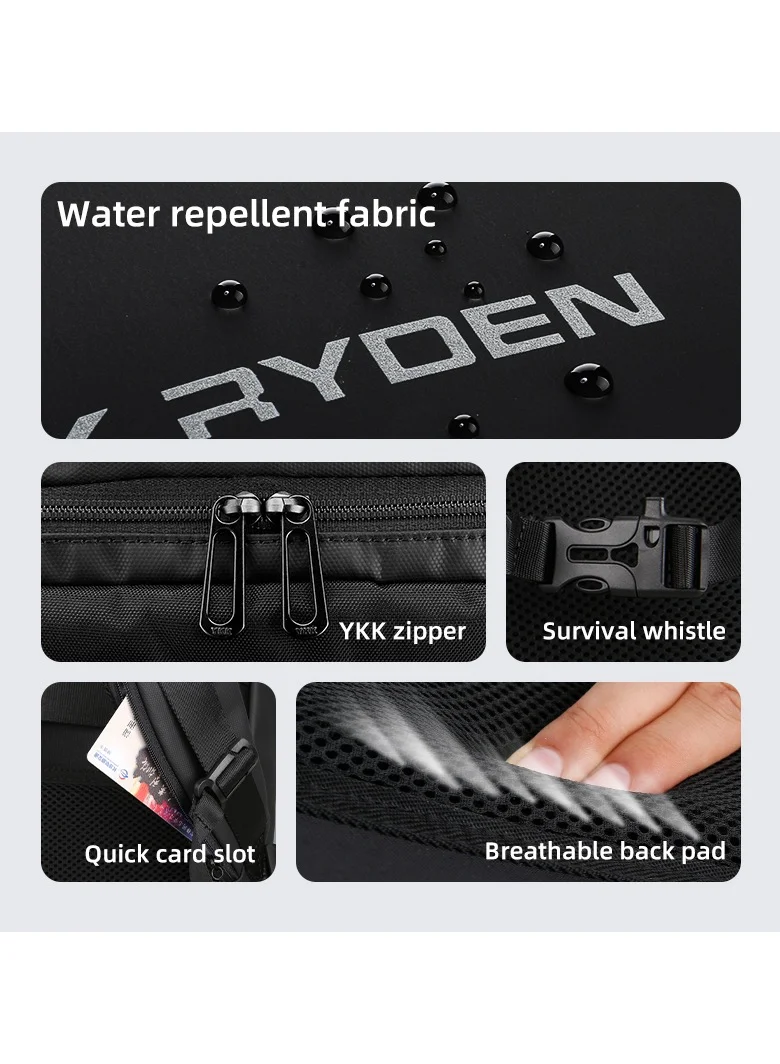 MARK RYDEN MARK RYDEN Large Capacity Waterproof Backpack for Business Men with USB Charging Port for School Travel Hiking Pack for Laptop Under 17.3 Inches