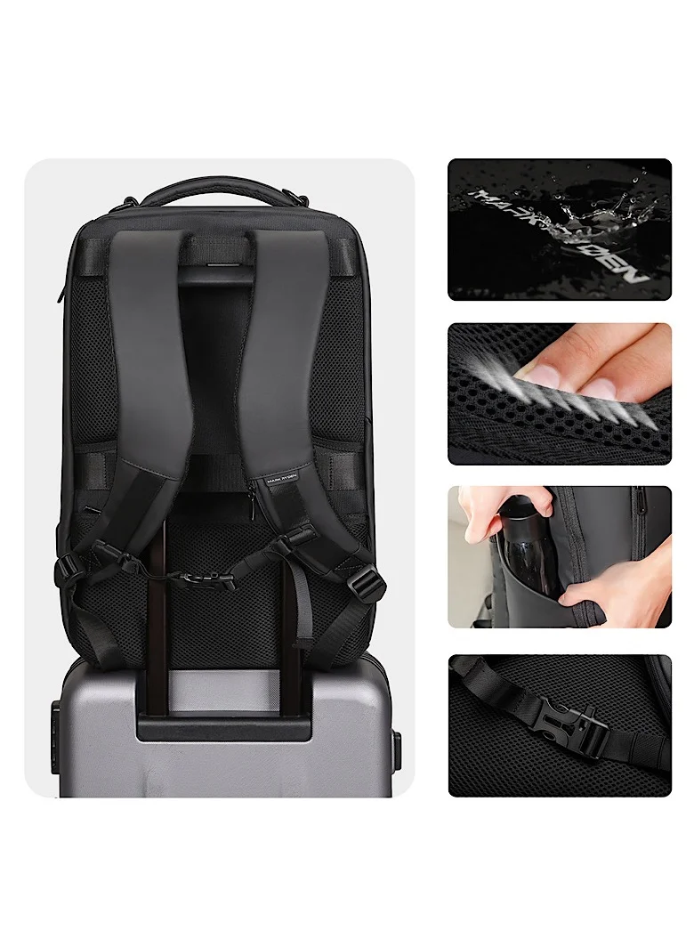MARK RYDEN MARK RYDEN Large Capacity Waterproof Backpack for Business Men with USB Charging Port for School Travel Hiking Pack for Laptop Under 17.3 Inches