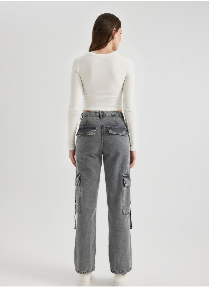 DeFacto - Woman Wideleg Cargo High Waist Jeans - Image 1