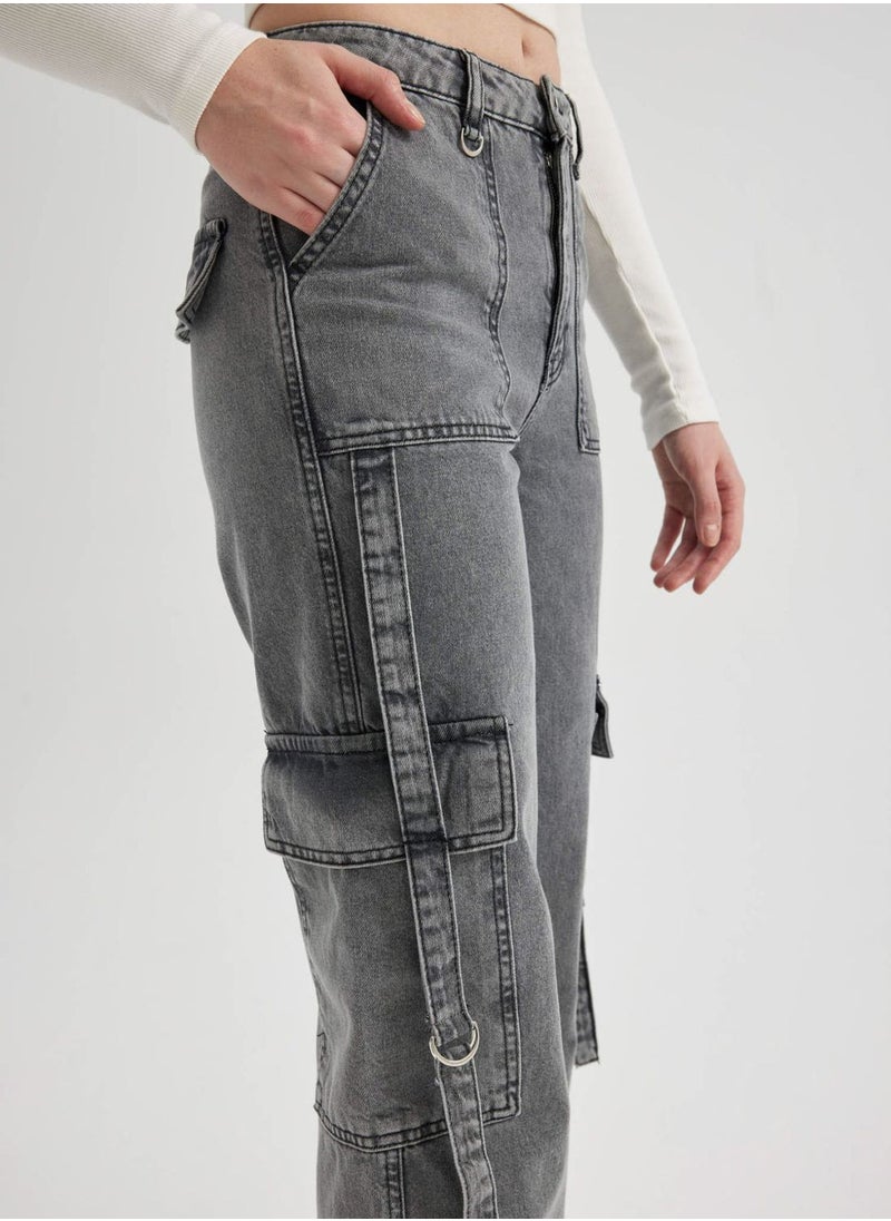 DeFacto - Woman Wideleg Cargo High Waist Jeans - Image 1