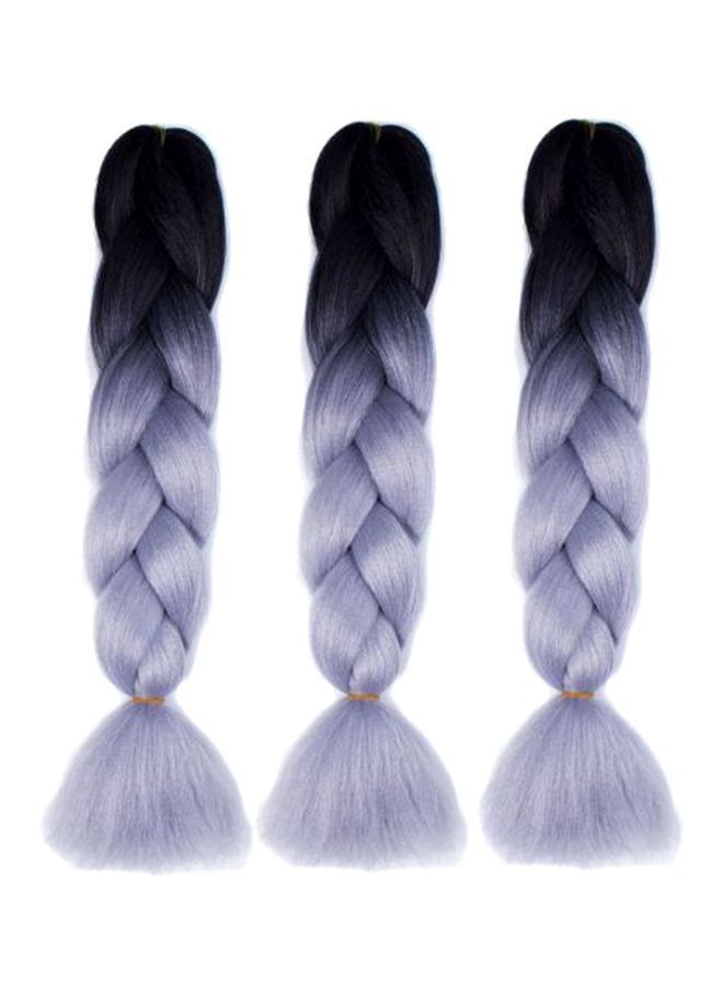NIBEMINENT 3-Piece Jumbo Braiding Hair Extension Set Purple/Black 24inch