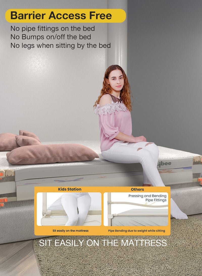 حاجز حماية لسرير الأطفال مقاس 150 × 80 سم لسلامة الطفل مع ارتفاع 28 قابل للتعديل، واقي جانب السرير المحمول لسقوط الطفل | درابزين سرير أطفال قابل للطي من جانب واحد للأطفال الصغار باللون الرمادي
