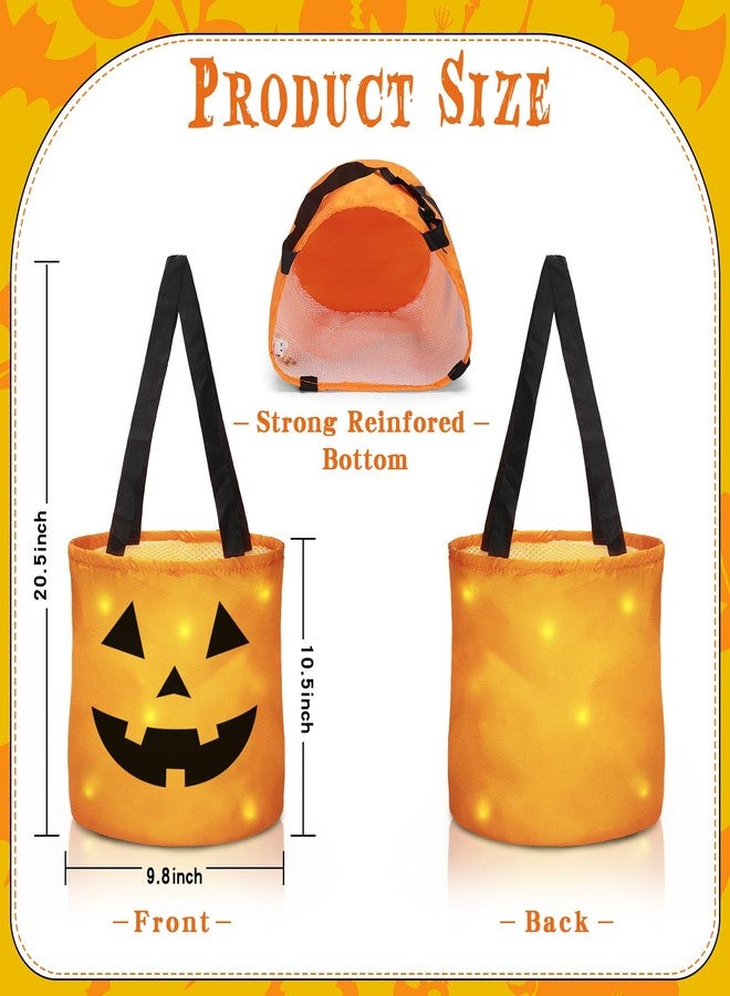Duchong 3Packs Halloween LED Light Up Trick or Treat Bags, Halloween Pumpkin Bucket, Multipurpose Portable Collapsible Reusable Bags, Best Halloween Party Favors for Kids. - Image 5
