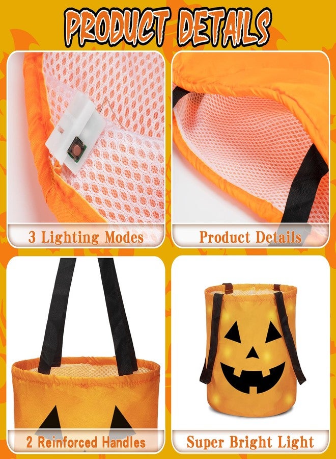 Duchong 3Packs Halloween LED Light Up Trick or Treat Bags, Halloween Pumpkin Bucket, Multipurpose Portable Collapsible Reusable Bags, Best Halloween Party Favors for Kids. - Image 4