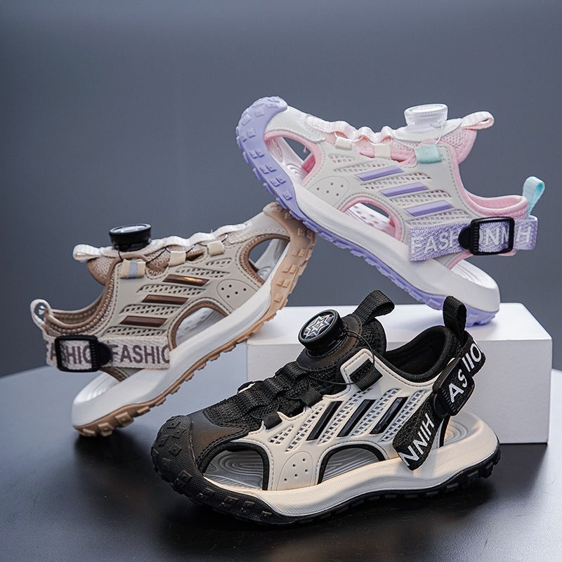 Children'S Closed-Toe Beach Sandals Summer Style Closed-Toe Hollow Knob Buckle Sports Shoes Model For Boys And Older Children - Image 5