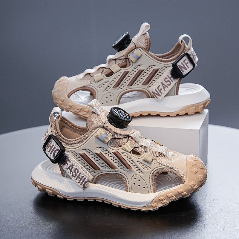 Children'S Closed-Toe Beach Sandals Summer Style Closed-Toe Hollow Knob Buckle Sports Shoes Model For Boys And Older Children - Image 4