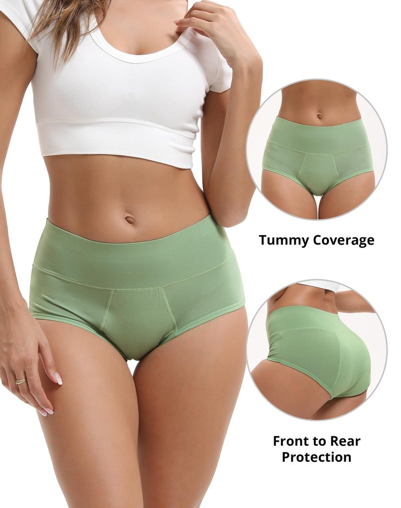 INNERSY Women's Bamboo Viscose Heavy Flow Period Underwear High Waisted Leakproof Panties 3 Pack(X-Large,Black/Gray/Green) - Image 2