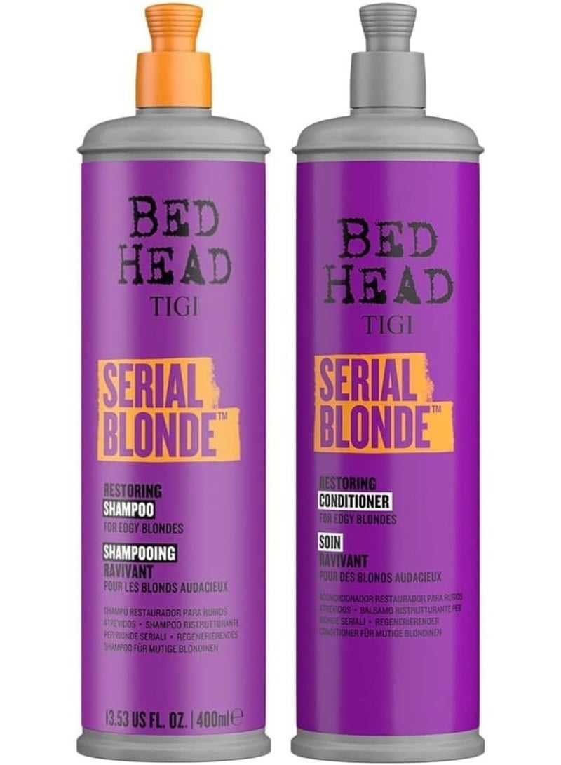 Bed Head Tigi Serial Blonde Shampoo + Conditioner, Ideal for Natural and Coloured Blonde Hair - Strengthen Hair, 400 ml - Image 1
