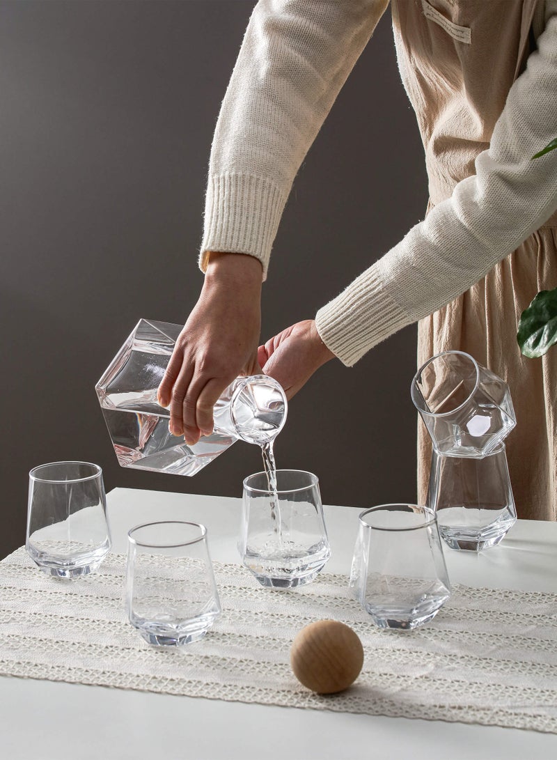 Shuer Pack Of 7 Glass Water Bottle Set Clear 1.2Liters  - Image 1