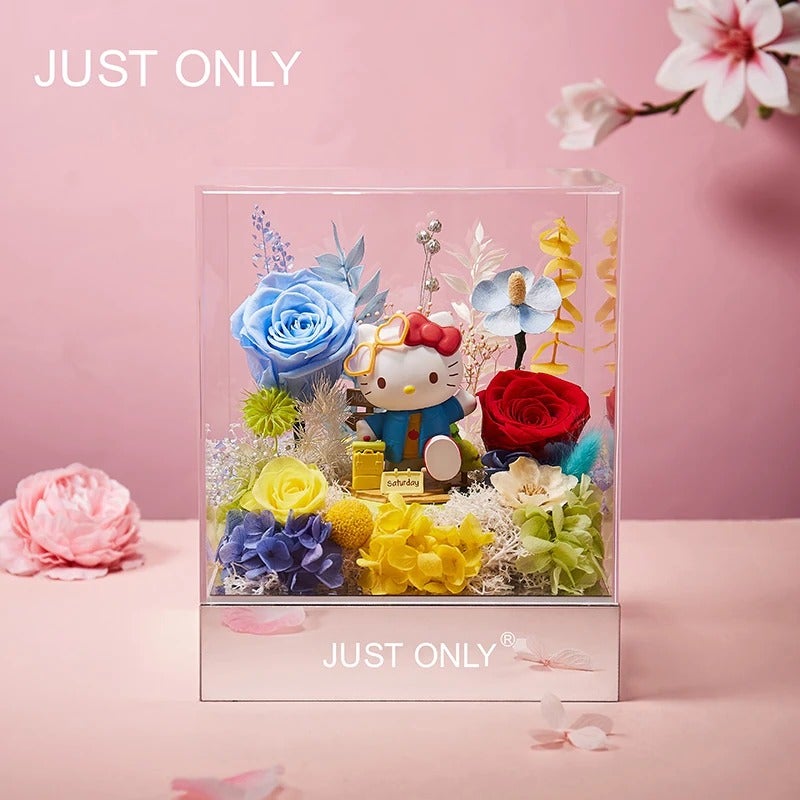 Sanrio hellokitty Preserved Flower Bouquet Hello Kitty Gift Box for Girlfriends, Best Friends, Valentine's Day, Qixi Festival, or Birthdays - Image 1