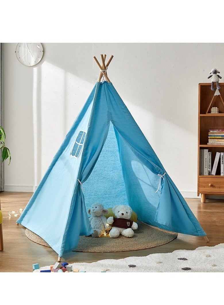 YelaJoy Kids Teepee, Play Tent Foldable Canvas Kids Playhouse Portable Teepee Tent for Kids to Play Indoor and Outdoor Made of 1.6m Platane Wood Support and Linen Fabric - Image 1