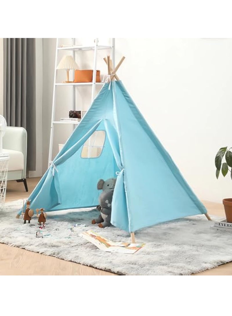 YelaJoy Kids Teepee, Play Tent Foldable Canvas Kids Playhouse Portable Teepee Tent for Kids to Play Indoor and Outdoor Made of 1.6m Platane Wood Support and Linen Fabric - Image 2