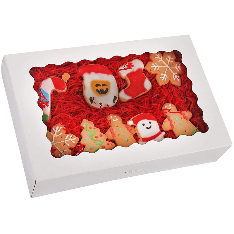 BIG BOX BROWNIE BOX 20 KRAFT 9X6X2 Small Cookie Box Cake Box with Auto Pop Design Cake Box with Viewing Window for Strawberries Smash Chocolate Heart - Image 1