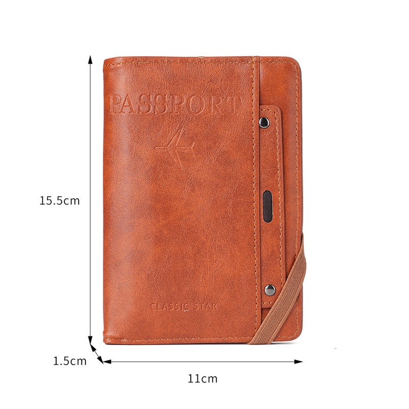Multifunctional Solid Color PU Leather Wallet, RFID Blocking Design Portable Daily Storage Purse for Cards Cash Coin Business Use - Image 3