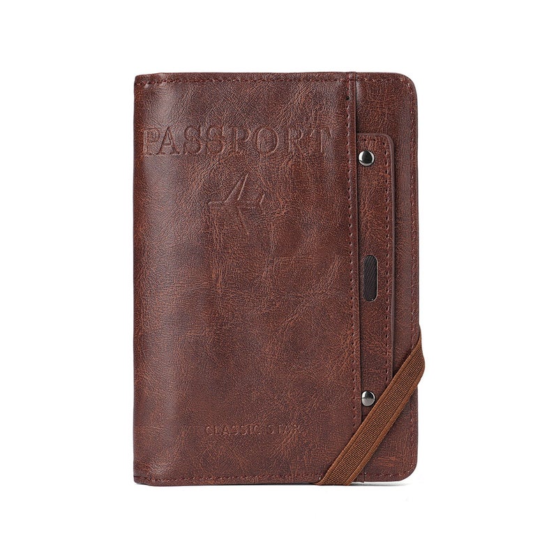 Multifunctional Solid Color PU Leather Wallet, RFID Blocking Design Portable Daily Storage Purse for Cards Cash Coin Business Use - Image 1
