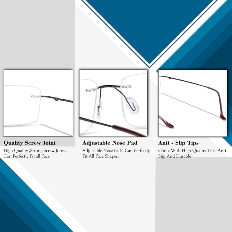 Redex Titanium Glasses Frame, Rimless Frameless Optical Eyewear Eyeglasses for Men and Women - Image 3