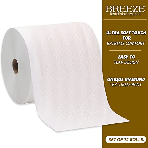 BREEZE 2 Ply Toilet Tissue Paper Roll with 265 Pulls X 12 Rolls Soft and Highly Absorbent Virgin Paper No Clog Easy To Flush (Pack of 12, 11x10cm) - Image 4