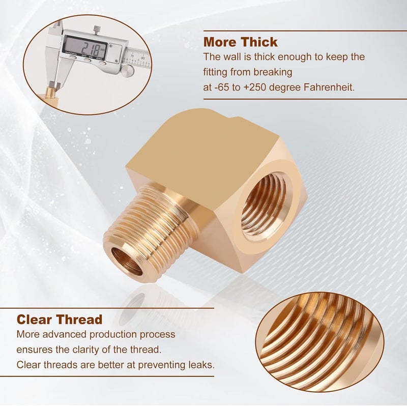 boeray 5pcs 1/8” Brass Fittings 90 Degree Barstock Street Elbow 1/8" NPT Male Pipe to 1/8" NPT Female Pipe Elbow Forged Brass Pipe Fittings - Image 4