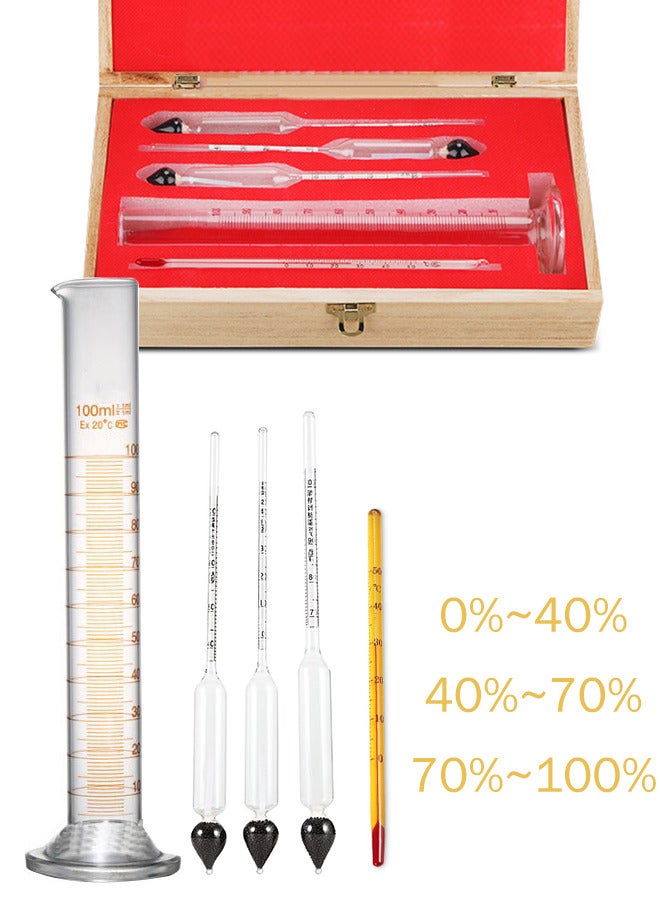 Hydrometer Alcoholmeter ABV Test Kit for Homebrew Including Thermometer Glass Measuring Cylinder and Storage Case - Image 1