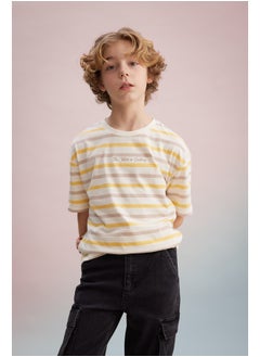 Boy Oversize Fit Crew Neck Knitted Short Sleeve T-Shirt