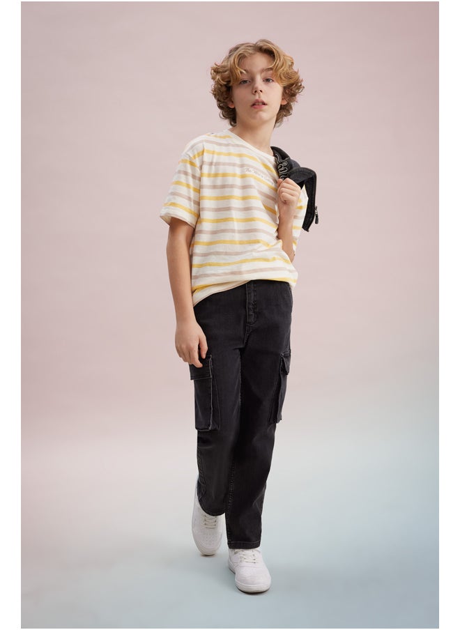 DeFacto - Boy Oversize Fit Crew Neck Knitted Short Sleeve T-Shirt - Image 1