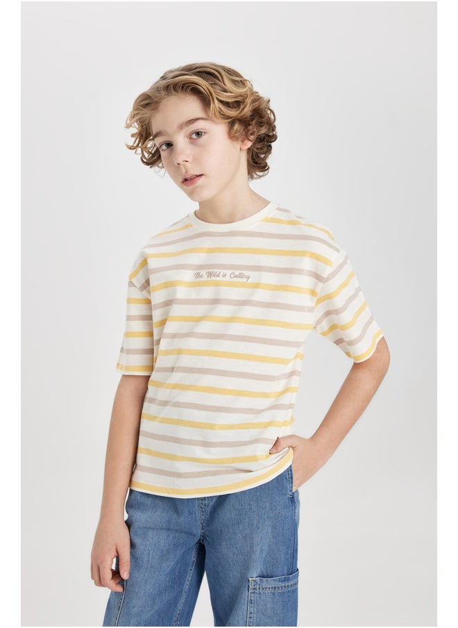 DeFacto - Boy Oversize Fit Crew Neck Knitted Short Sleeve T-Shirt - Image 1