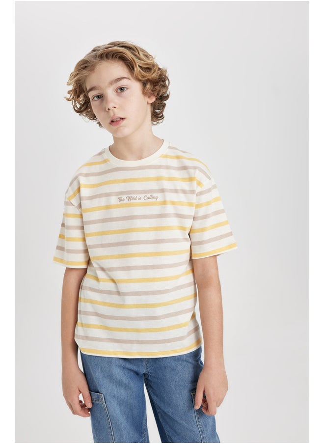 DeFacto - Boy Oversize Fit Crew Neck Knitted Short Sleeve T-Shirt - Image 1