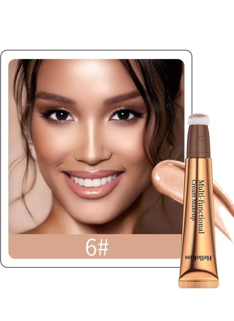 HelloKiss Liquid Face Contour Highlighter Cream Contour Beauty Makeup Pen Wand Rouge Stick with Soft Cushion Applicator Lightweight Blendable Super Silky Bronzer Stick #06  - Image 1