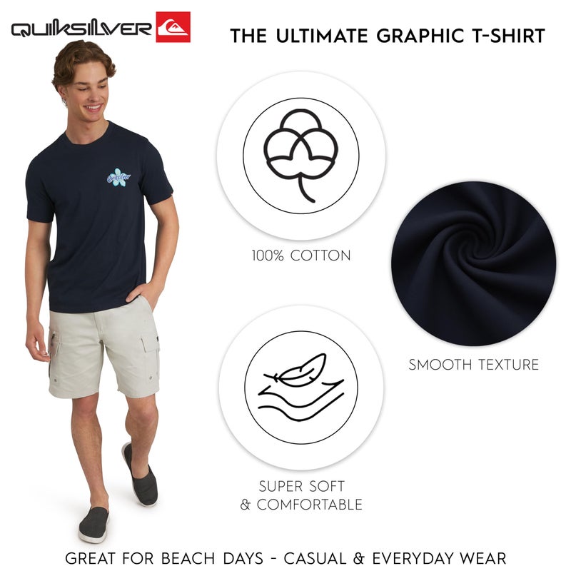 QUIKSILVER تي شيرت كوتون ناعم للرجال من كويكسيلفر، مقاس عادي، أكمام قصيرة، لون إكليبس، XX-Large - Image 3