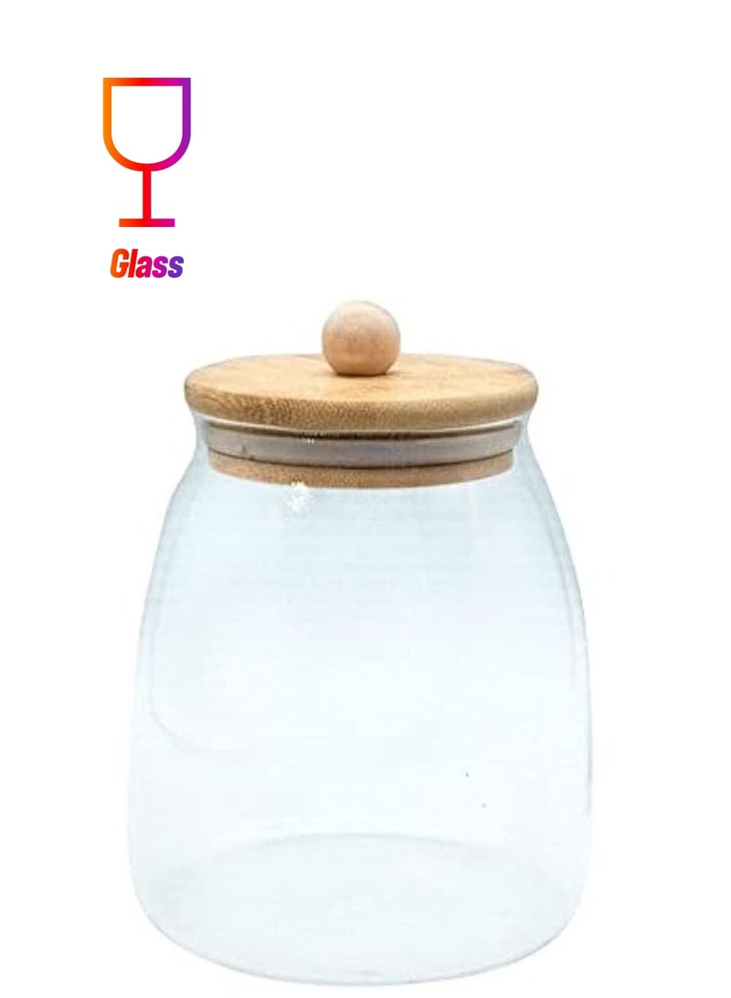 Green Tiger Kitchen Glass Jar with Airtight Bamboo Lid Coffee Bean Jar Container Storage for Kitchen Storage Candy Bottle (A-800mL) - Image 1