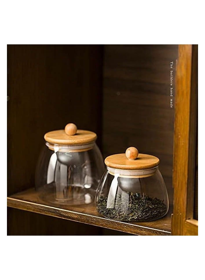 Green Tiger Kitchen Glass Jar with Airtight Bamboo Lid Coffee Bean Jar Container Storage for Kitchen Storage Candy Bottle (A-800mL) - Image 2